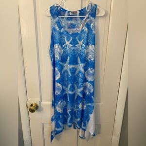 India Boutique Blue and White Starfish with Rhinestones Coverup